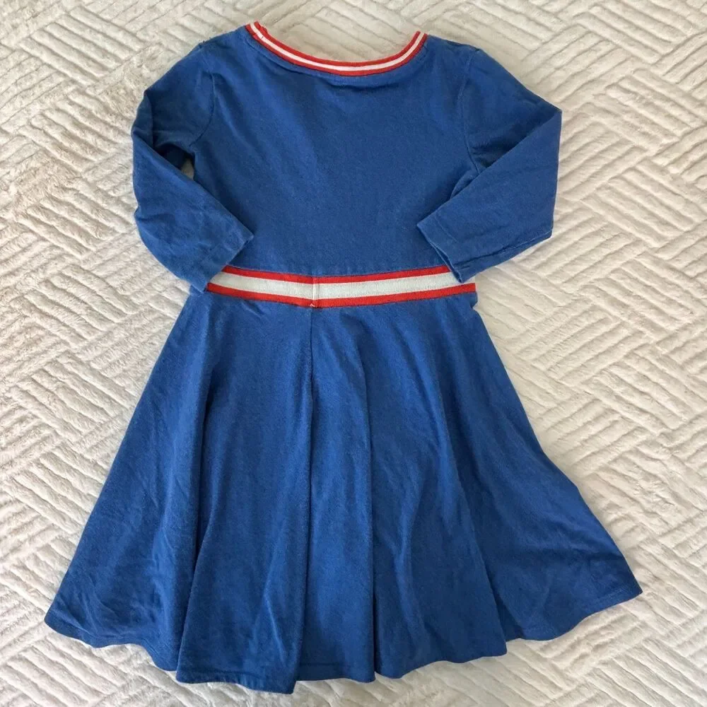 Mini Boden Girls Size 5-6Y Roller Skate Flip Sequin Blue Twirl Dress Long Sleeve